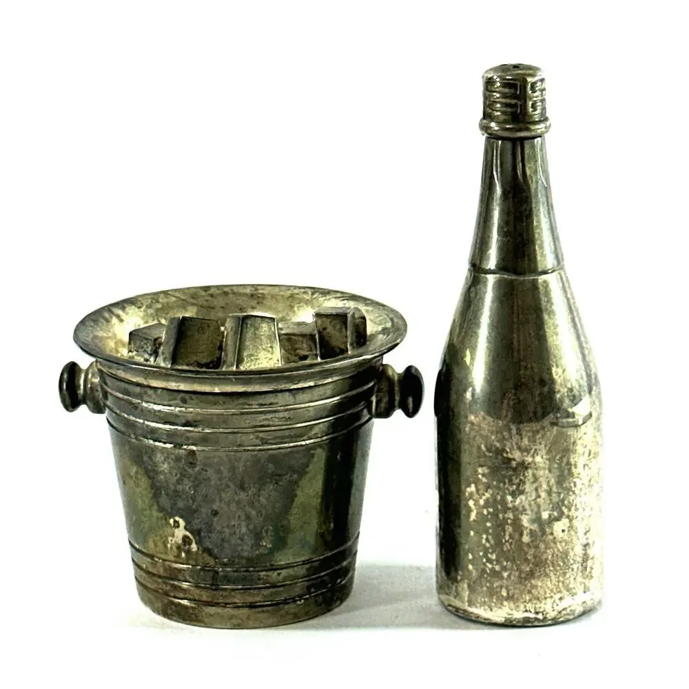 Vintage International Silver Co Champagne Bottle Ice Bucket Salt & Pepper Shaker - Picture 9 of 9